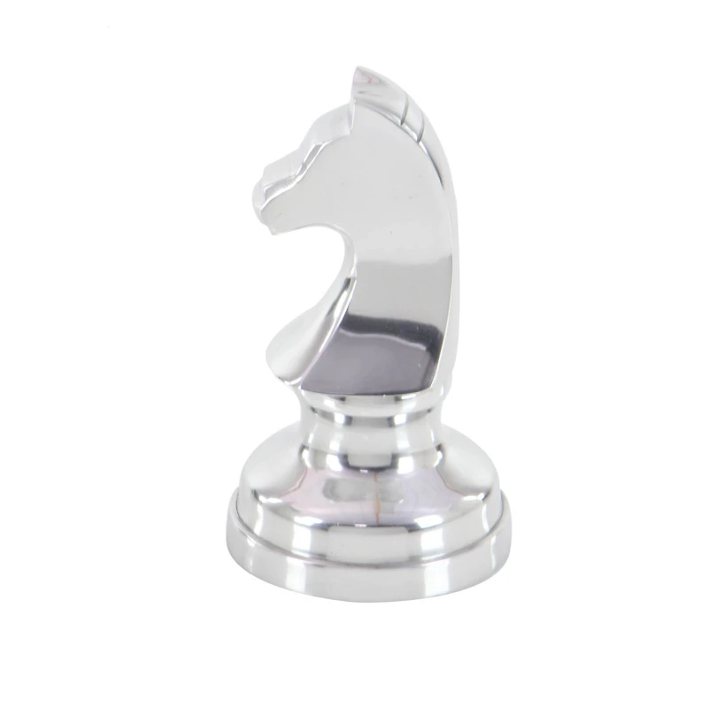 CosmoLiving by Cosmopolitan Silver Aluminum Traditional Chess Sculpture Set