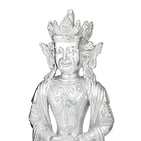 Silver Resin Bohemian Buddha  Sculpture, Set of  21" x 14" x 10"