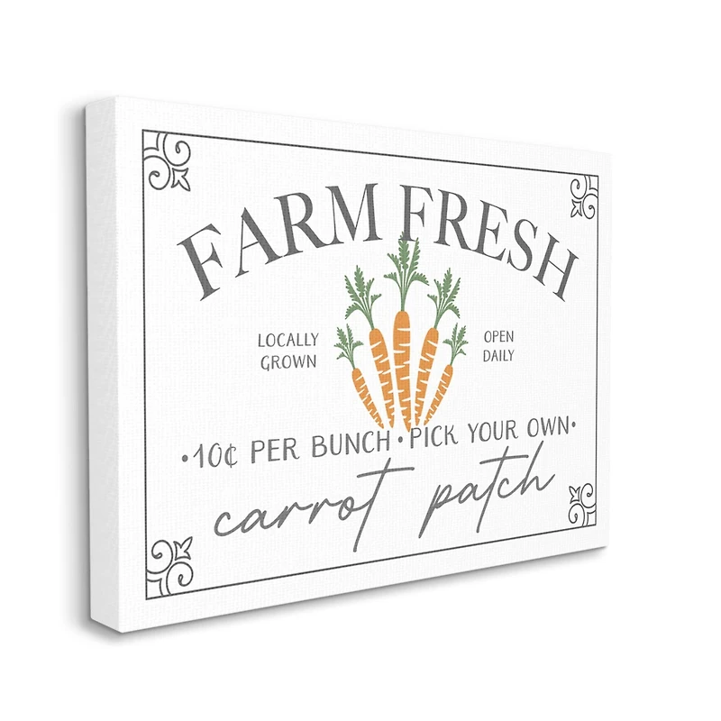 Stupell Industries Farm Fresh Carrot Patch Seasonal Springtime Vegetables Canvas Wall Art