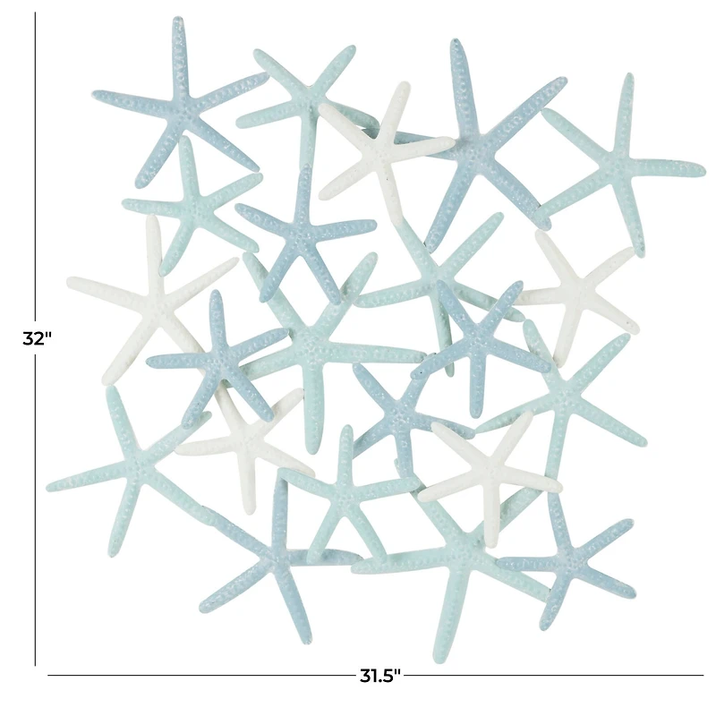 Light Blue Metal Overlapping Starfish Wall Décor