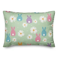 Pastel Bunny & Daisy Easter Throw Pillow