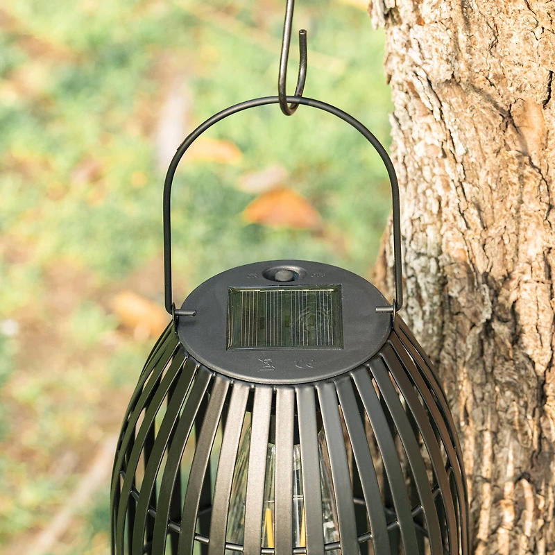 Glitzhome® 9.75" Metal Woven Solar Powered Hanging Lantern