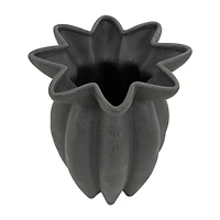 12" Black Ceramic Speckle Textured Vase with Tulip Style Opening