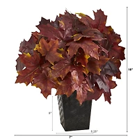 18" Burgundy Autumn Maple Leaf Plant in Embossed Black Planter