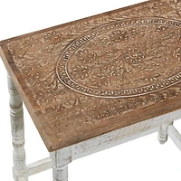 White Mango Wood Farmhouse Accent Table, 24" x 22" x 14"