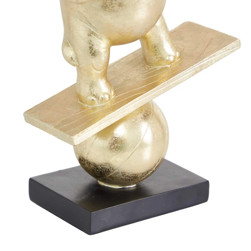 Gold Polystone Contemporary Elephant Sculpture, 12" x 7" x 3"