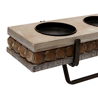 24" Brown Wood Natural Candlestick Holder