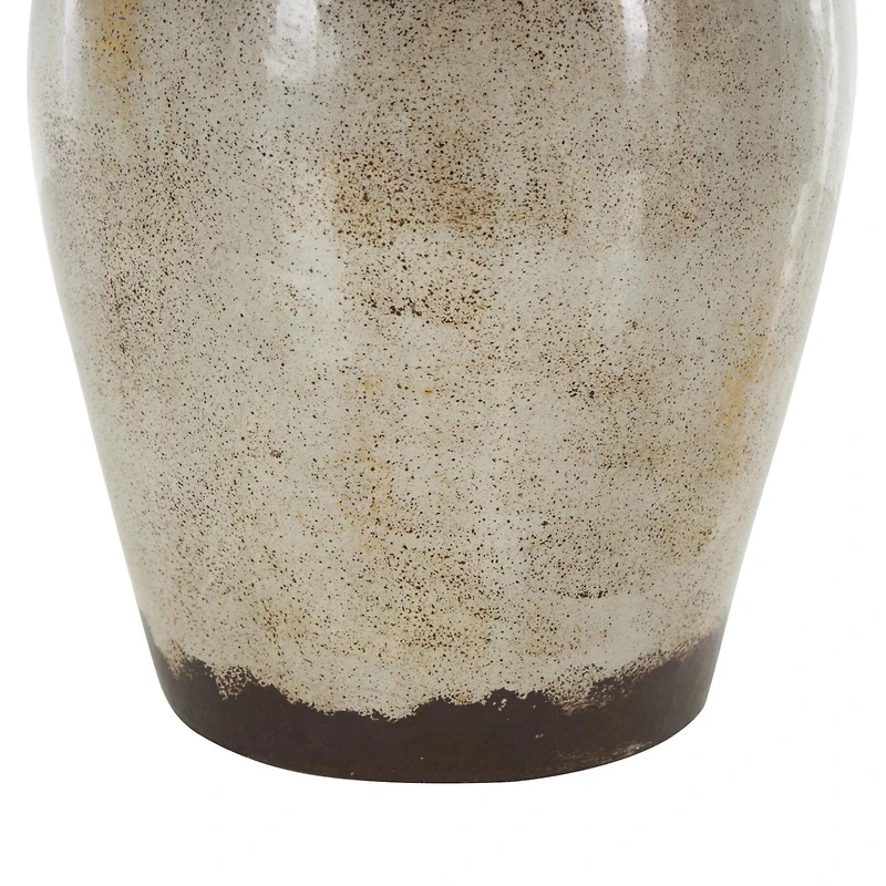 13.75" Cream Ceramic Antique Amphora Vase with Speckled Texturing