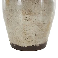13.75" Cream Ceramic Antique Amphora Vase with Speckled Texturing
