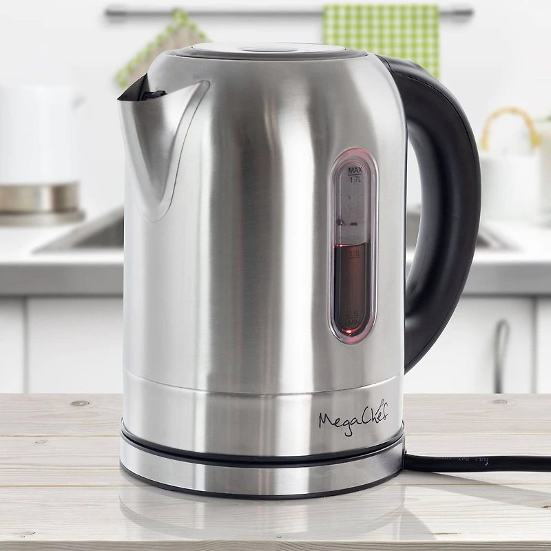 MegaChef 1.7L Stainless Steel Electric Tea Kettle With 5 Preset Temps