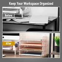 Mind Reader Stackable Paper Tray, Desktop Organizer, File Storage, Office, Metal Mesh, 4 Pcs
