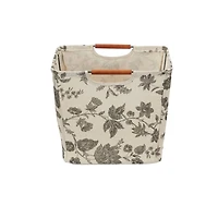 Household Essentials Storage Bin with Wood Handles (Medium, Floral)