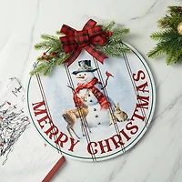 Glitzhome® 15" Merry Christmas Round Door Hanger