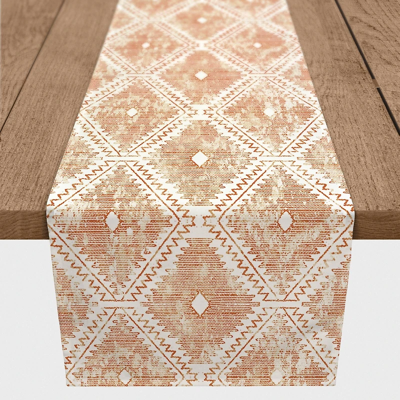 72" Orange Ikat Poly Twill Table Runner