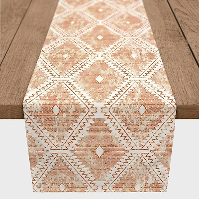 72" Orange Ikat Poly Twill Table Runner