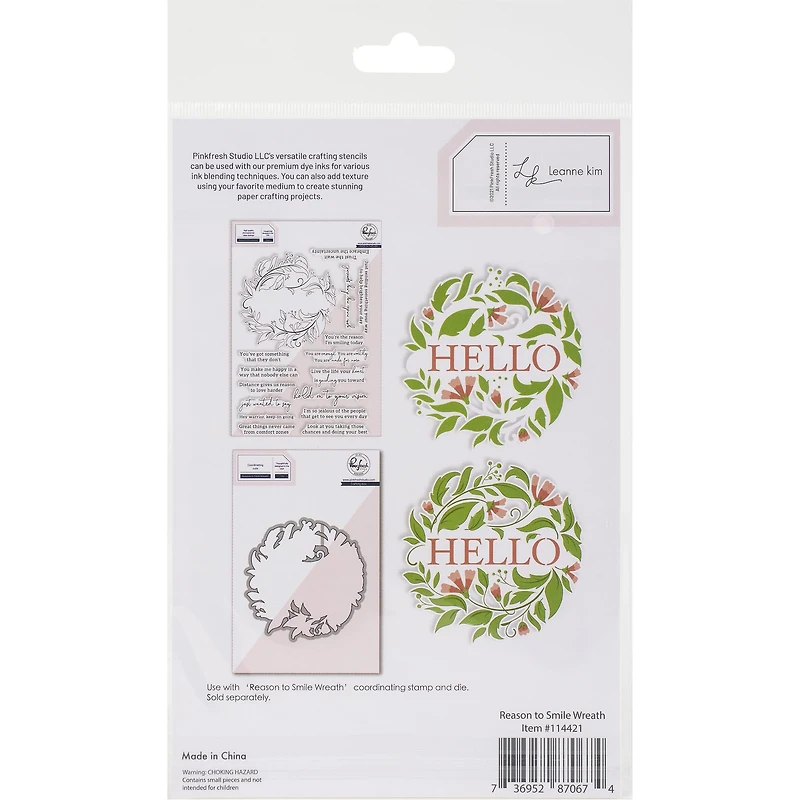 Pinkfresh Studio Reason To Smile Wreath Layering Stencils Set