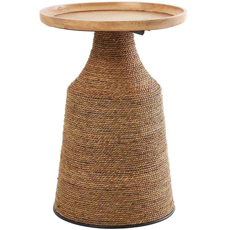 Brown Dried Plant Handmade Wrapped Accent Table