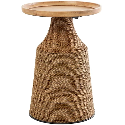 Brown Dried Plant Handmade Wrapped Accent Table