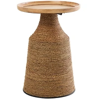 Brown Dried Plant Handmade Wrapped Accent Table
