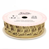 Gwen Studios 7/8" x 3yd. Die Cut Metallic Reindeer Christmas Ribbon