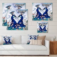 Designart - Two Blue Peacocks With Wildflowers