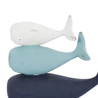 8" Blue & White Coastal Whales Sculpture