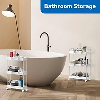 White 3-Tier Storage Kitchen Shelving Unit Rolling Rack Cart