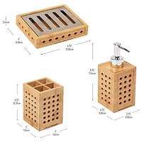 Mind Reader Lattice Bamboo Soap Dish, Liquid Dispenser & Toothbrush Holder Set