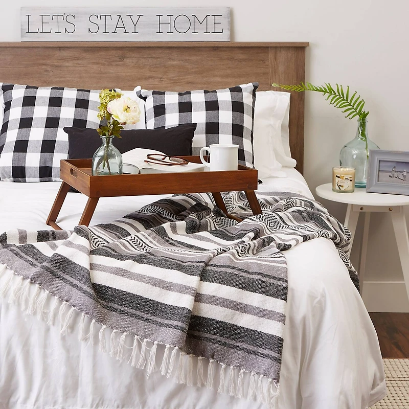 DII® Black Farmhouse Woven Throw