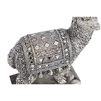 Set of 2 Silver Resin Eclectic Llama Sculpture, 10", 9"