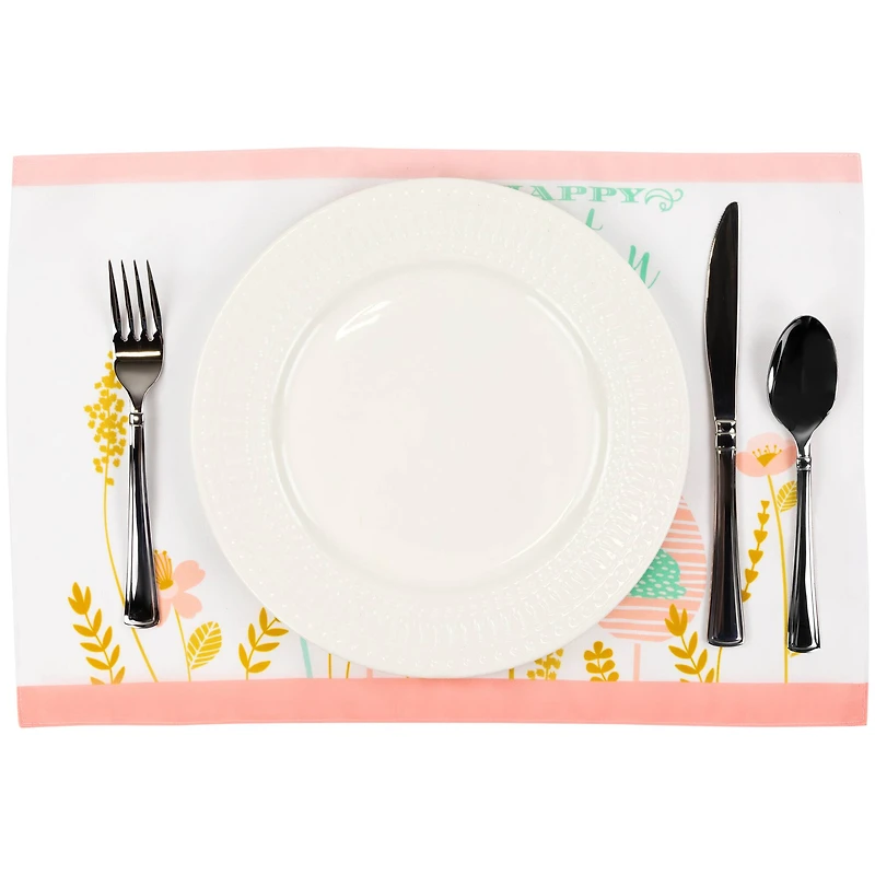 Pastel Happy Easter Eggs Floral Placemats, 4ct.