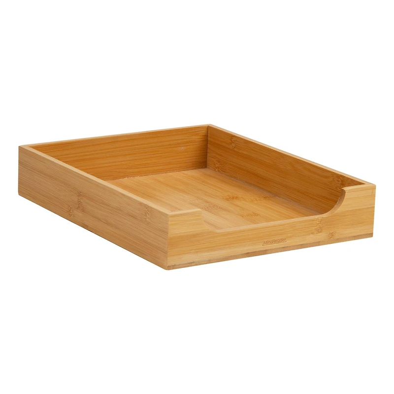 Mind Reader Paper Tray, Desktop Organizer, File Storage, Modern, Office, Bamboo, Brown