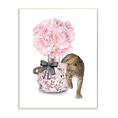 Stupell Industries Pink Fashion Floral Bouquet Leopard Wooden Wall Plaque
