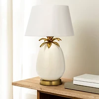 Hello Honey® 22" White & Gold Tropical Table Lamp with Pineapple Detail