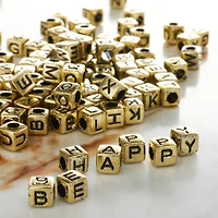 Gold Alphabet Cube Crafting Beads, 6mm by Bead Landing™