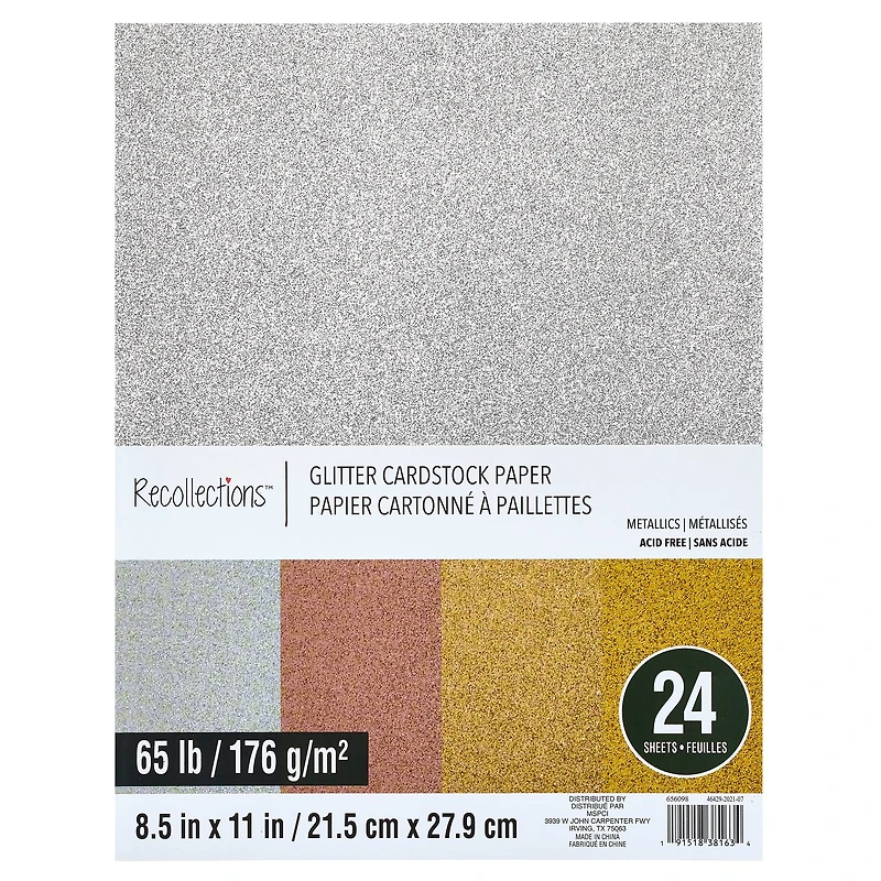 Glitter Metallic Cardstock Paper by Recollections™, 8.5" x 11"