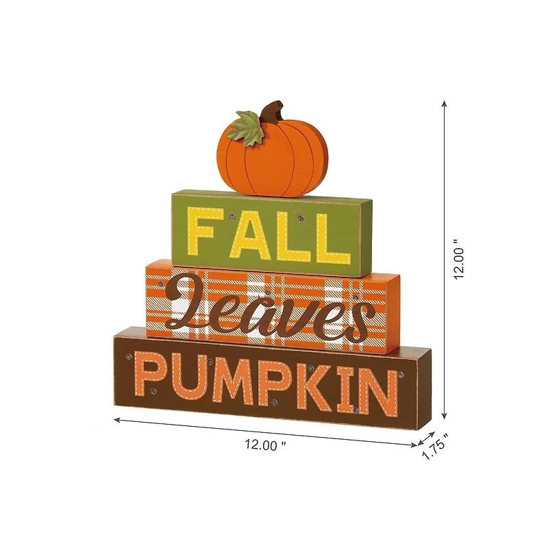 Glitzhome® 12" LED Lighted Fall Wooden Block Word Sign