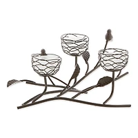 11" Triple Tealight Birdies Candle Holder