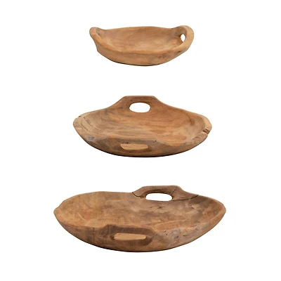 Hello Honey® Teak Wood Bowls with Handles Set