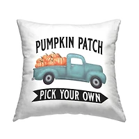 Stupell Industries Blue Pumpkin Patch Truck Rustic Farmhouse Throw Pillow