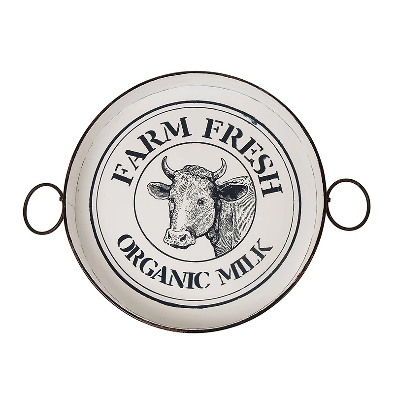 Glitzhome® Farmhouse Enamel Metal Serving Table