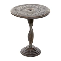 18" Brown Traditional Mango Wood Accent Table