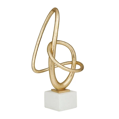 8.75" Gold Colored Polystone Swirl Abstract Sculpture