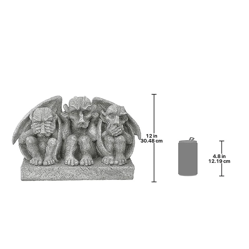Design Toscano 12" See, Hear, Speak No Evil Gargoyle Trio Statue