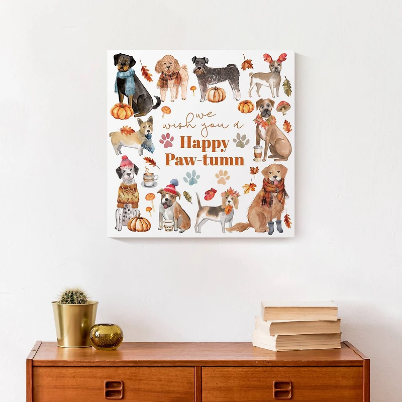 Happy Paw-tumn 16" x 16" Canvas Wall Art