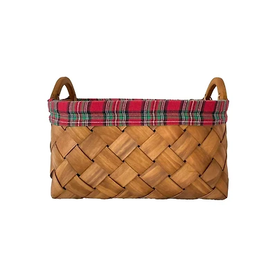 Plaid Lined Oval Chipwood Basket by Ashland
