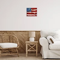 Stupell Industries Rustic United States Flag with Distressed Paint Drip Framed Giclee Art