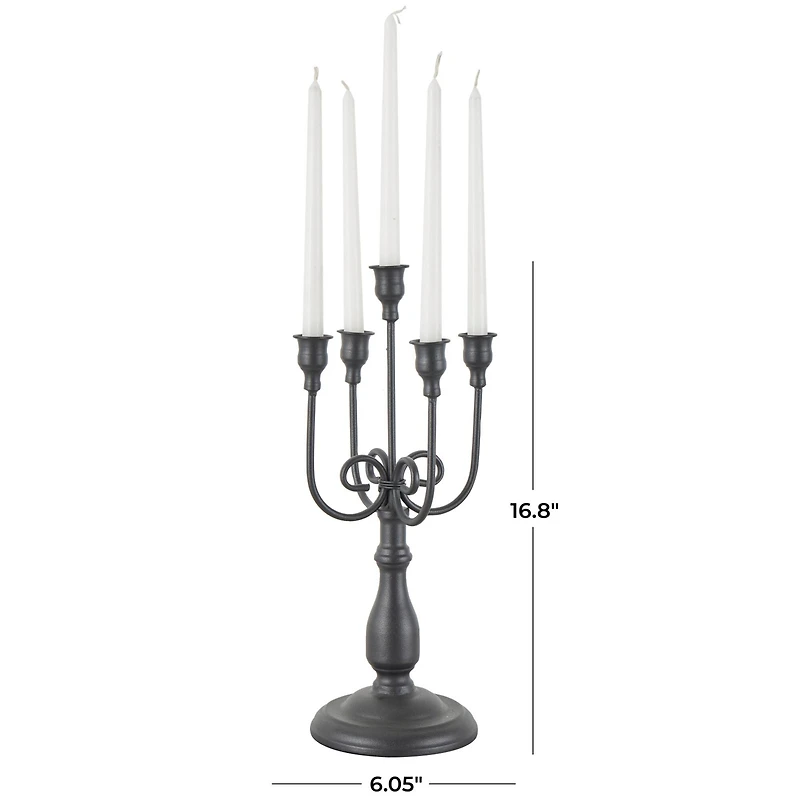 17" Black Metal Antique Style Candelabra