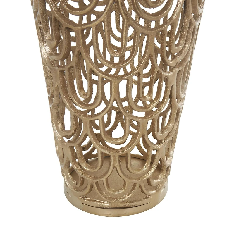 35" Gold Art Deco Arches Aluminum Vase