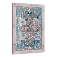 Blue Rug Pattern 20" x 30" Western White Framed Print